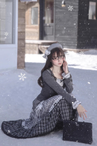 Gothic Lolita Skirt - Star Candy, Gray, Square Collar, Long Sleeves, Sweet Style - additional product view 10