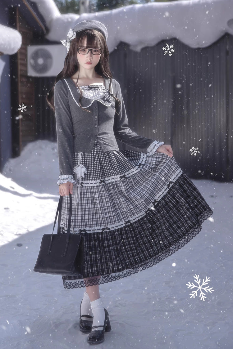Gothic Lolita Skirt - Star Candy, Gray, Square Collar, Long Sleeves, Sweet Style - additional product view 11