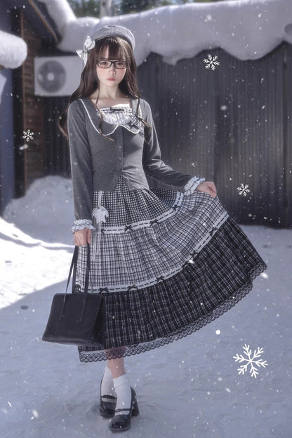 Gothic Lolita Skirt - Star Candy, Gray, Square Collar, Long Sleeves, Sweet Style - additional product view 11