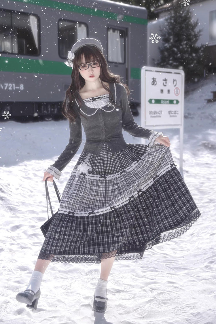 Gothic Lolita Skirt - Star Candy, Gray, Square Collar, Long Sleeves, Sweet Style - additional product view 12