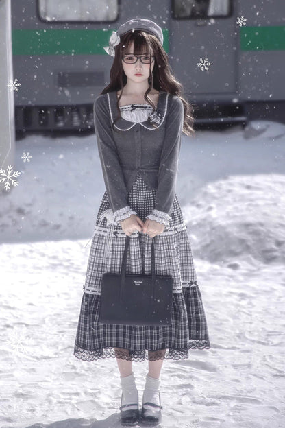 Gothic Lolita Skirt - Star Candy, Gray, Square Collar, Long Sleeves, Sweet Style - additional product view 14