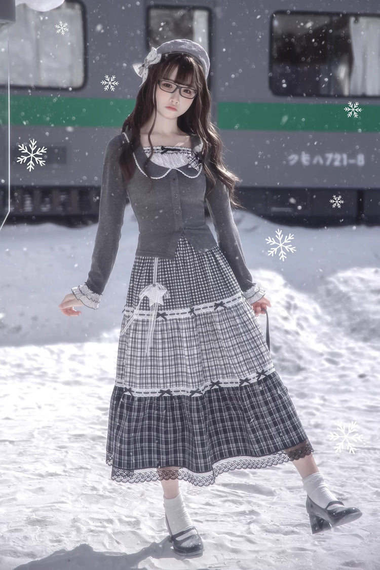 Gothic Lolita Skirt - Star Candy, Gray, Square Collar, Long Sleeves, Sweet Style - additional product view 15