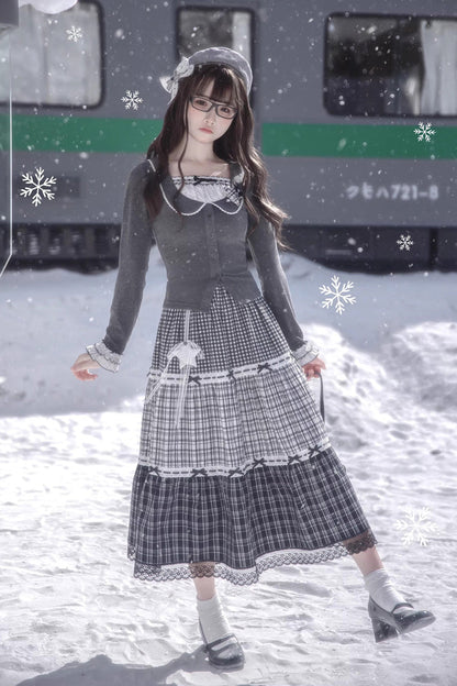Gothic Lolita Skirt - Star Candy, Gray, Square Collar, Long Sleeves, Sweet Style - additional product view 15