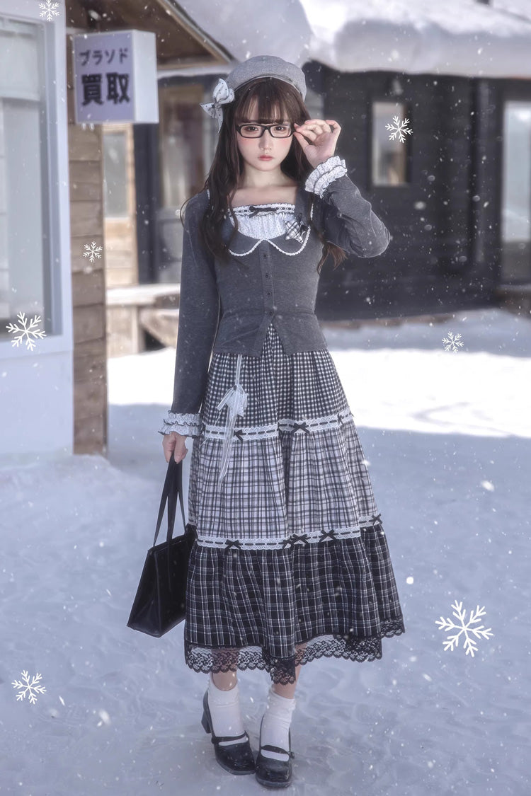 Gothic Lolita Skirt - Star Candy, Gray, Square Collar, Long Sleeves, Sweet Style - additional product view 17