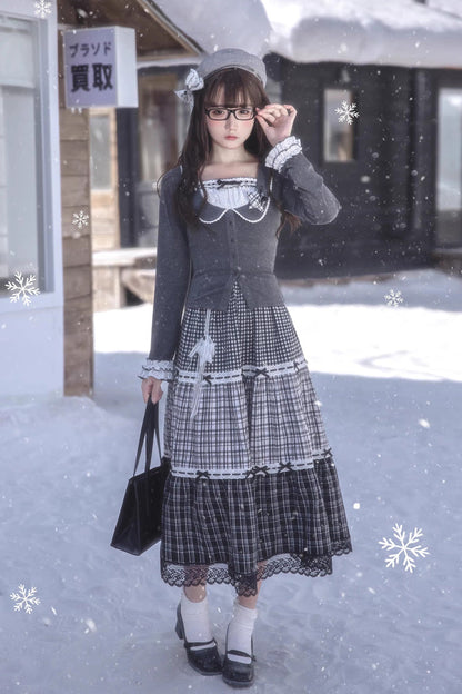 Gothic Lolita Skirt - Star Candy, Gray, Square Collar, Long Sleeves, Sweet Style - additional product view 17