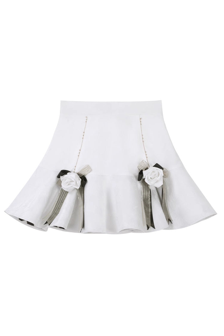 Gothic Lolita Skirt - Star Gate, White, Long Length, Short Length, Fishtail Silhouette - additional product view 6