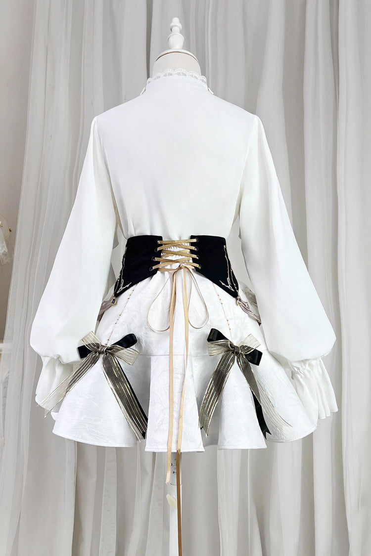 Gothic Lolita Skirt - Star Gate, White, Long Length, Short Length, Fishtail Silhouette - additional product view 8