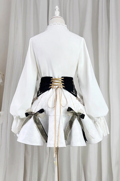 Gothic Lolita Skirt - Star Gate, White, Long Length, Short Length, Fishtail Silhouette - additional product view 8