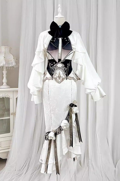 Gothic Lolita Skirt - Star Gate, White, Long Length, Short Length, Fishtail Silhouette - main product image