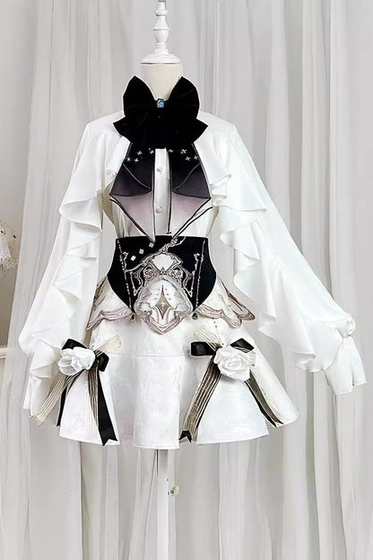 Gothic Lolita Skirt - Star Gate, White, Long Length, Short Length, Fishtail Silhouette - S White Short Skirt / M White Short Skirt / L White Short Skirt option