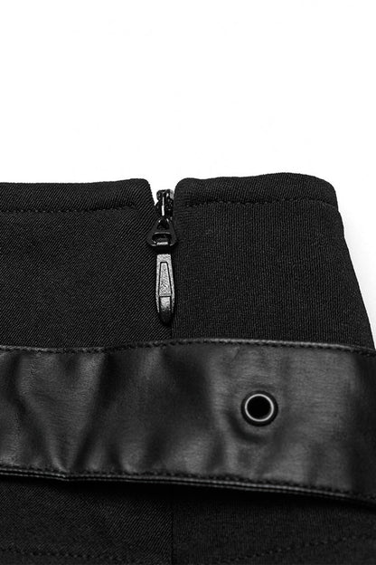 Gothic Lolita Skirt - Stitching Mesh Straps Pleated, Black, Pleated, Women's Style - additional product view 7