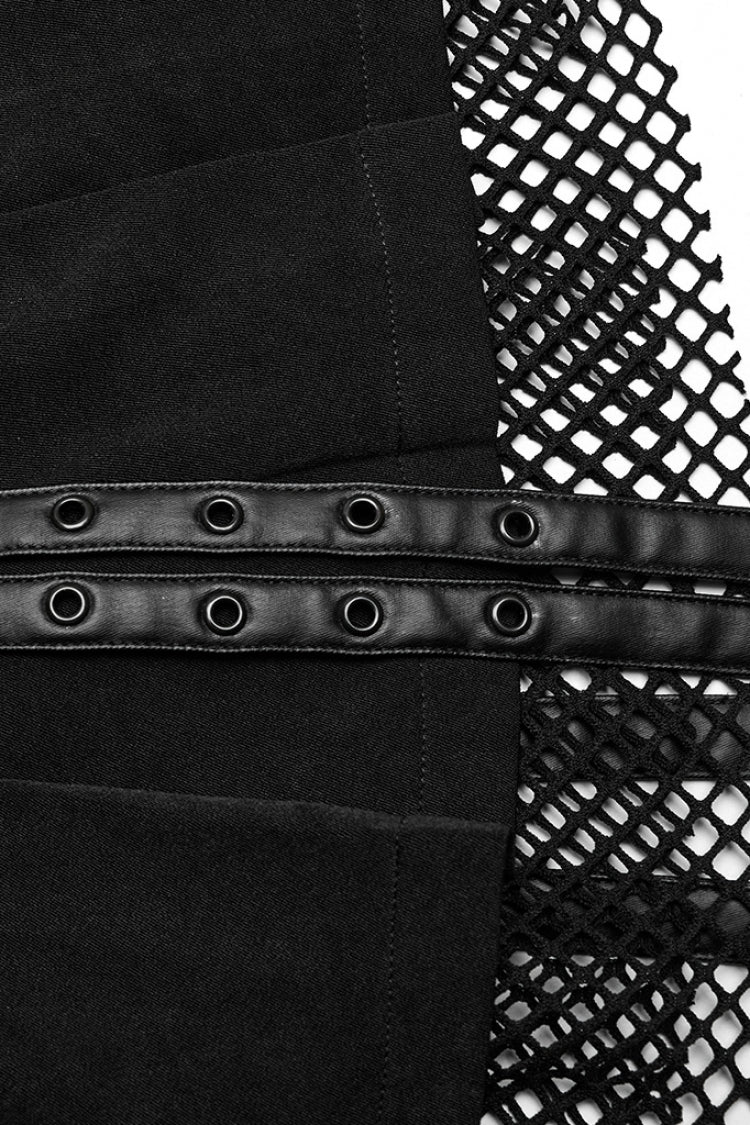 Gothic Lolita Skirt - Stitching Mesh Straps Pleated, Black, Pleated, Women's Style - additional product view 8