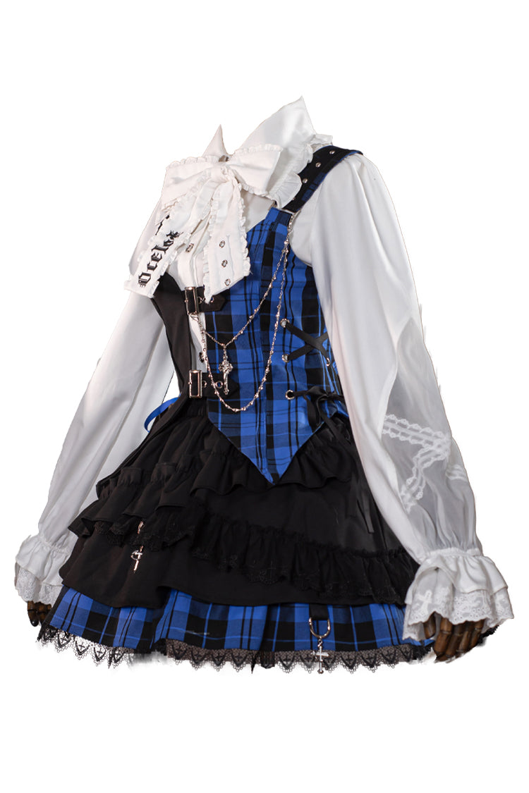 Gothic Lolita Skirt - Subculture Plaid Print, 2 Colors, Plaid, Ruffled, Printed - additional product view 6