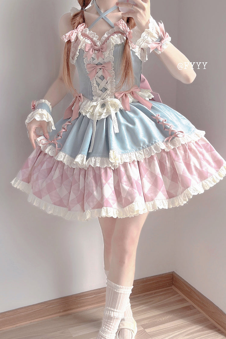 Gothic Lolita Skirt - Sweetheart Cowboy, 2 Colors, Plaid, Printed, Embroidered - additional product view 2