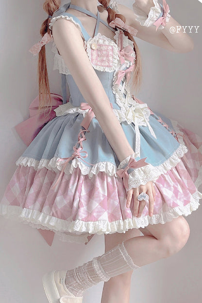 Gothic Lolita Skirt - Sweetheart Cowboy, 2 Colors, Plaid, Printed, Embroidered - additional product view 4