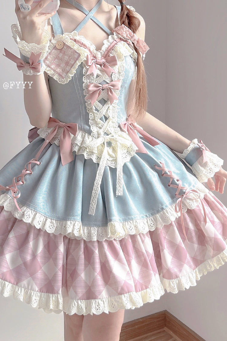 Gothic Lolita Skirt - Sweetheart Cowboy, 2 Colors, Plaid, Printed, Embroidered - additional product view 5