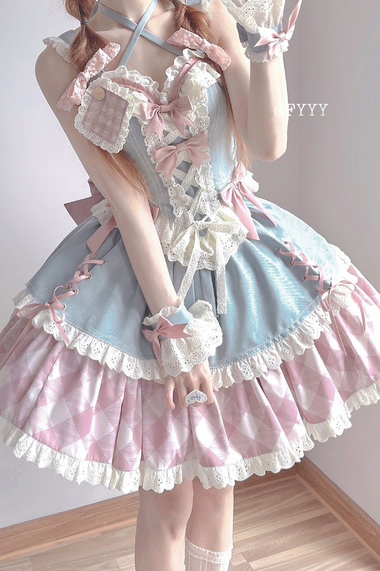 Gothic Lolita Skirt - Sweetheart Cowboy, 2 Colors, Plaid, Printed, Embroidered - additional product view 6