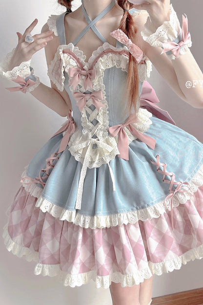 Gothic Lolita Skirt - Sweetheart Cowboy, 2 Colors, Plaid, Printed, Embroidered - additional product view 7
