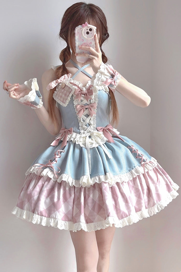 Gothic Lolita Skirt - Sweetheart Cowboy, 2 Colors, Plaid, Printed, Embroidered - main product image