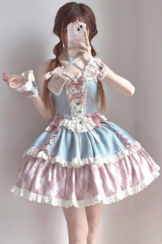 Gothic Lolita Skirt - Sweetheart Cowboy, 2 Colors, Plaid, Printed, Embroidered - main product image