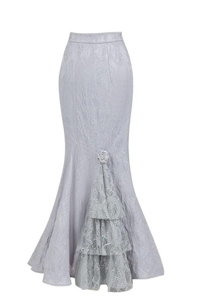 Gothic Lolita Skirt - Twilight, 2 Colors, Fishtail Silhouette, Ruffled, Lace Trim - additional product view 5
