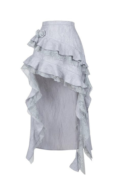 Gothic Lolita Skirt - Twilight, 2 Colors, Fishtail Silhouette, Ruffled, Lace Trim - additional product view 6