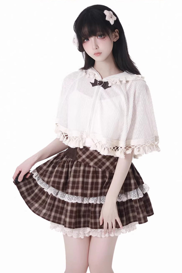 Gothic Lolita Skirt - Warm Summer Days, Brown, Printed, Layered, Sweet Style - additional product view 2