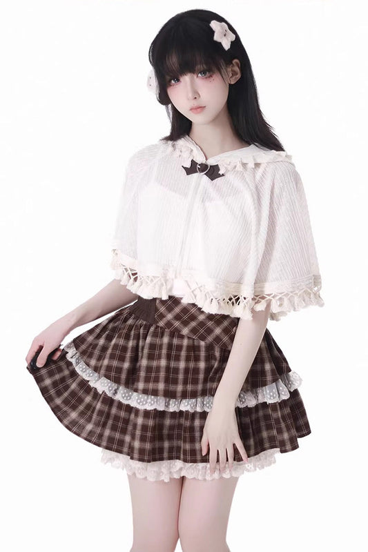 Gothic Lolita Skirt - Warm Summer Days, Brown, Printed, Layered, Sweet Style - additional product view 2