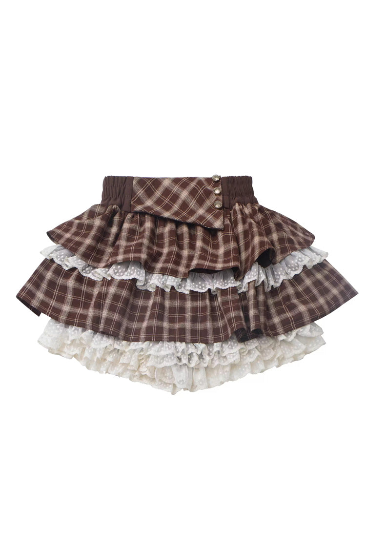 Gothic Lolita Skirt - Warm Summer Days, Brown, Printed, Layered, Sweet Style - additional product view 3