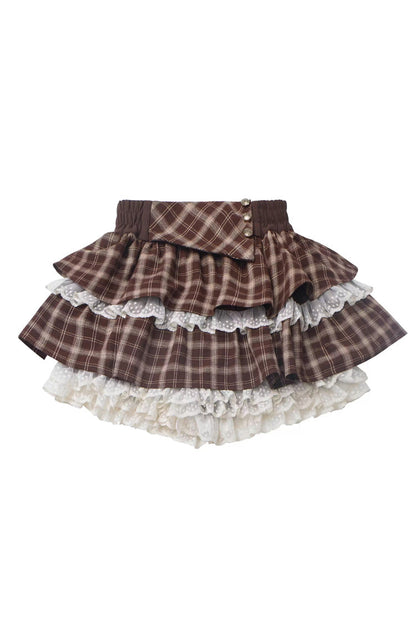 Gothic Lolita Skirt - Warm Summer Days, Brown, Printed, Layered, Sweet Style - additional product view 3