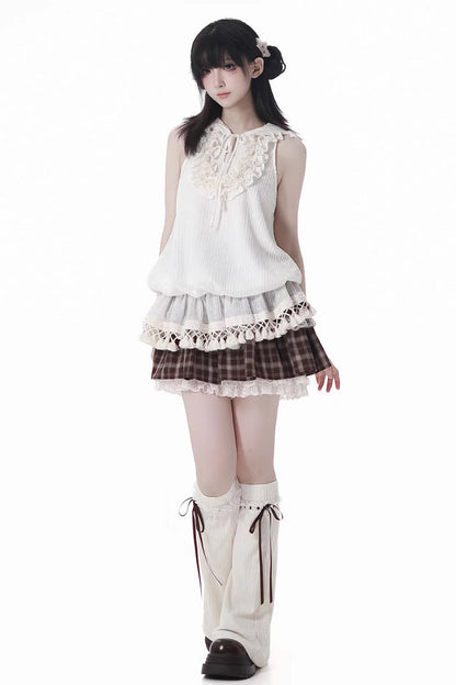 Gothic Lolita Skirt - Warm Summer Days, Brown, Printed, Layered, Sweet Style - additional product view 6