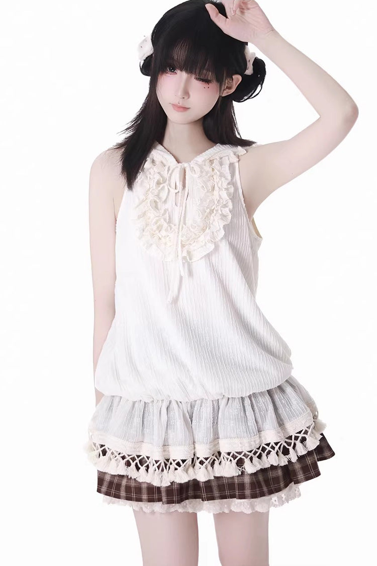 Gothic Lolita Skirt - Warm Summer Days, Brown, Printed, Layered, Sweet Style - additional product view 12