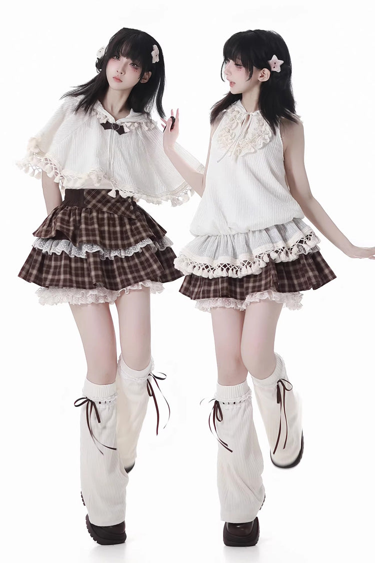 Gothic Lolita Skirt - Warm Summer Days, Brown, Printed, Layered, Sweet Style - main product image