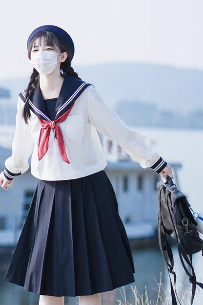 Gothic Lolita Skirt - White/dark Blue, 2 Colors, Sweet Style, Long Sleeves - additional product view 2