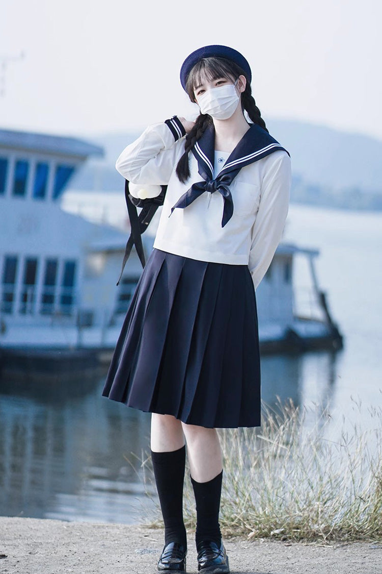 Gothic Lolita Skirt - White/dark Blue, 2 Colors, Sweet Style, Long Sleeves - additional product view 3