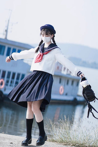 Gothic Lolita Skirt - White/dark Blue, 2 Colors, Sweet Style, Long Sleeves - additional product view 5