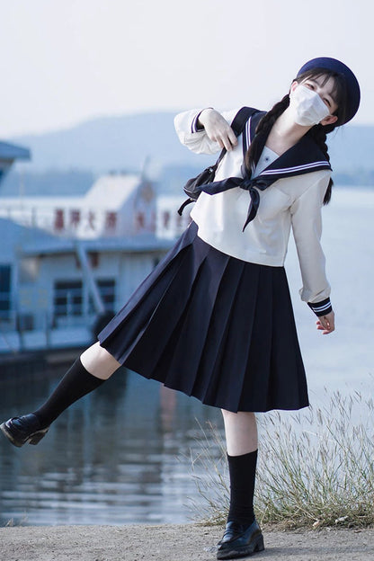 Gothic Lolita Skirt - White/dark Blue, 2 Colors, Sweet Style, Long Sleeves - additional product view 7