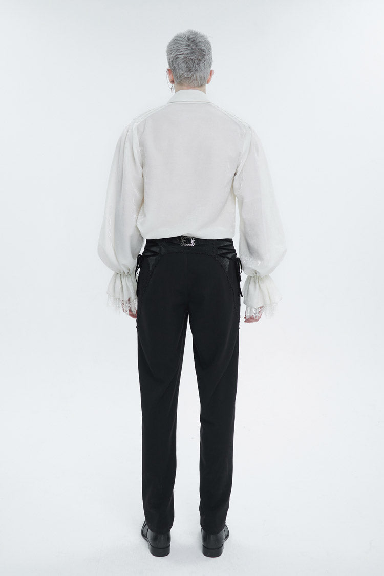 Gothic Men's Shirt - Lapel Collar Puff Sleeve, White, Puff Sleeves, Men's Style, Lace Trim - additional product view 5
