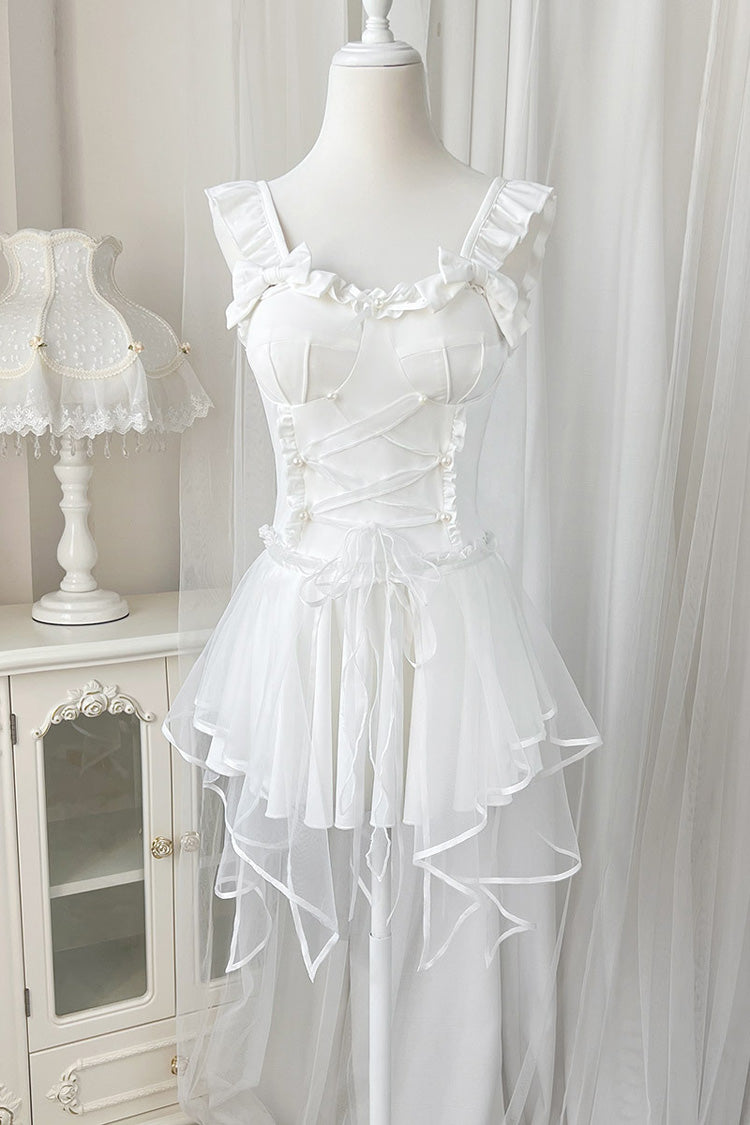 Gothic One-Piece Swimsuit - Bowknot Cute One Piece, White, Sweet Style, Bow Detail - additional product view 3