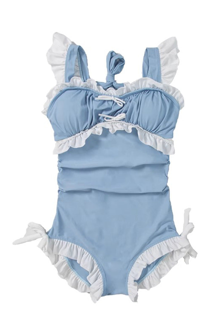Gothic One-Piece Swimsuit - Sexy Hollow Backless Lace-up, 2 Colors, Lace Trim, Sweet Style - additional product view 4