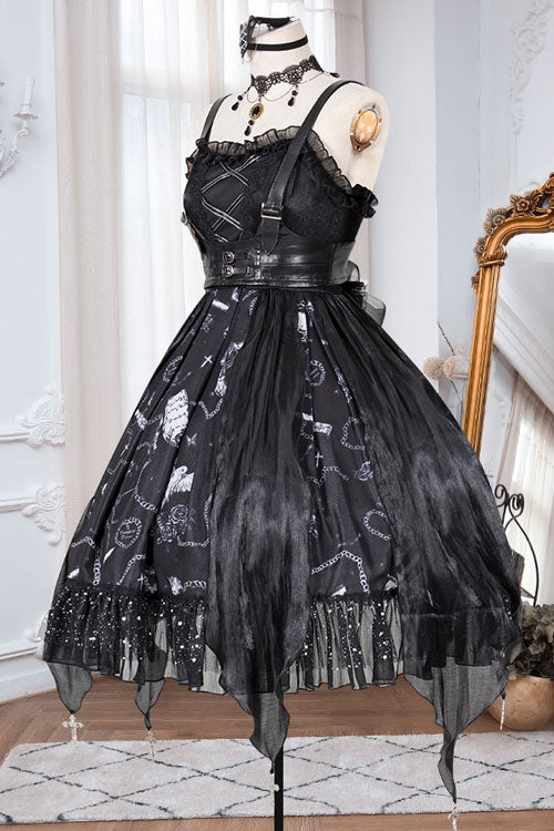 Gothic Outfit Set - Dark Blue Vampire Diaries Theme, Blue, Ruffled, Bow Detail - additional product view 6