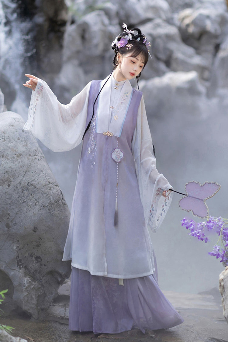 Gothic Outfit Set - High Waisted Embroidery Chinese, Purple, High Waist, Sweet Style - additional product view 2