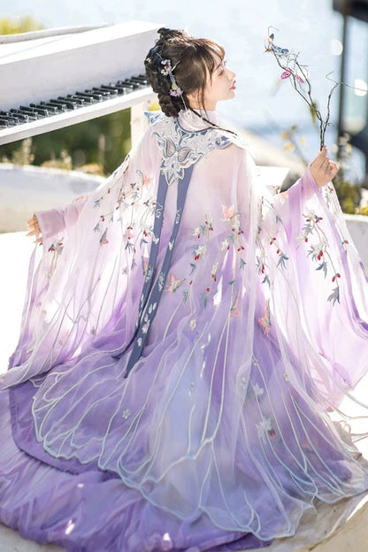 Gothic Outfit Set - High Waisted Embroidery Chinese, Purple, High Waist, Women's Style - additional product view 2