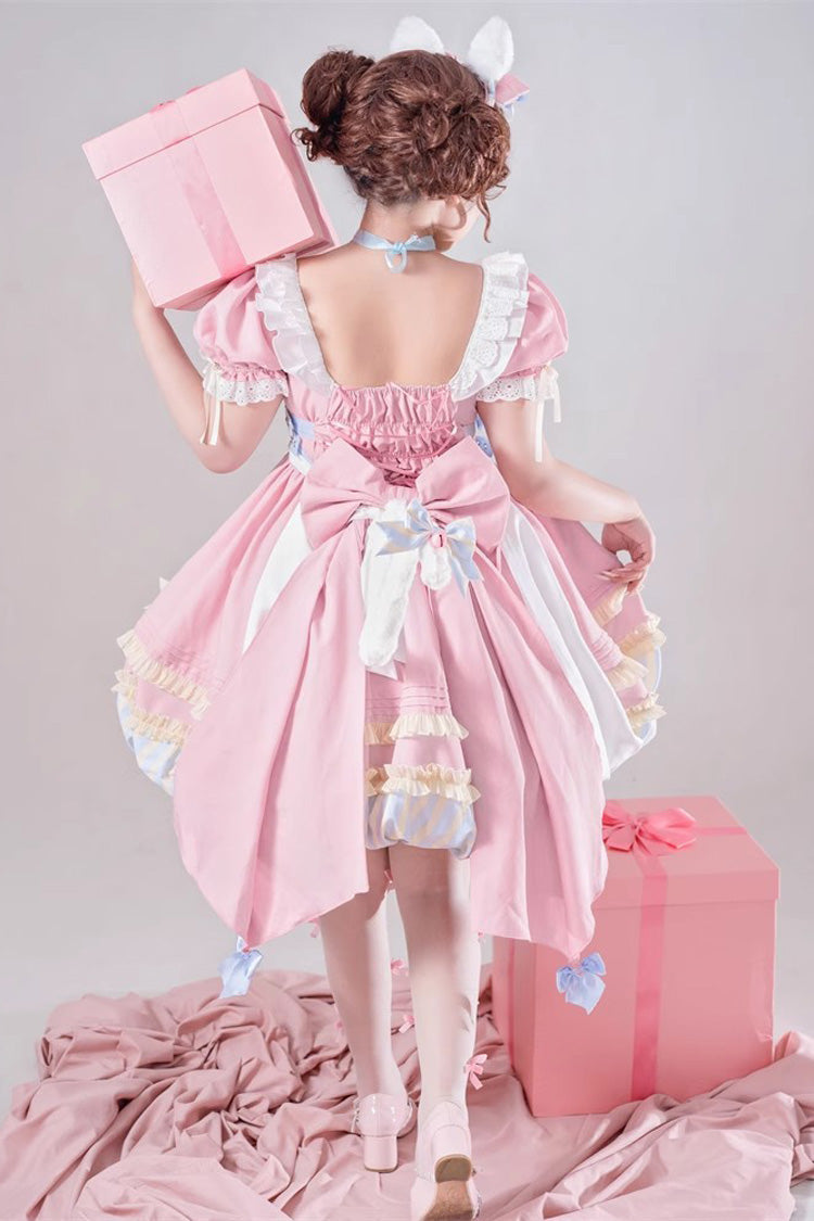 Gothic Outfit Set - Multi-layered Ruffle Bowknot, Pink, Bow Detail, Ruffled, Sweet Style - additional product view 4