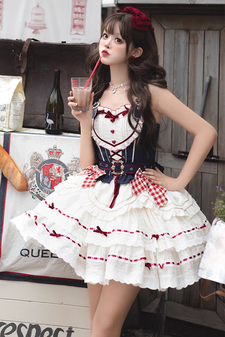 Gothic Outfit Set - Red/white/blue Fairy Tale Secret, 3 Colors, Sweet Style, Bow Detail - additional product view 4