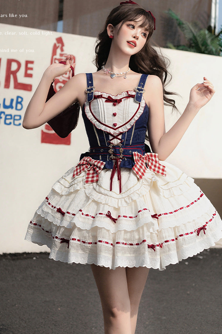 Gothic Outfit Set - Red/white/blue Fairy Tale Secret, 3 Colors, Sweet Style, Bow Detail - main product image