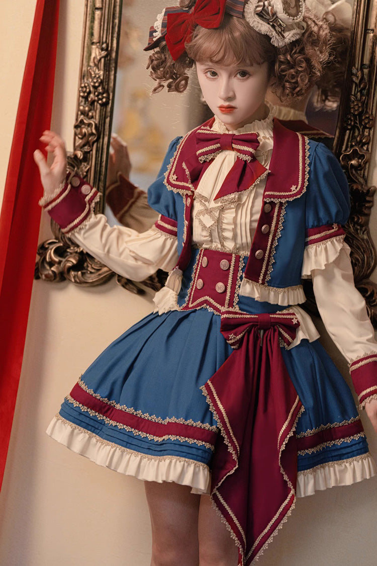 Gothic Outfit Set - Red/white/blue Star Idol Round, 3 Colors, Ruffled, Sweet Style - additional product view 2