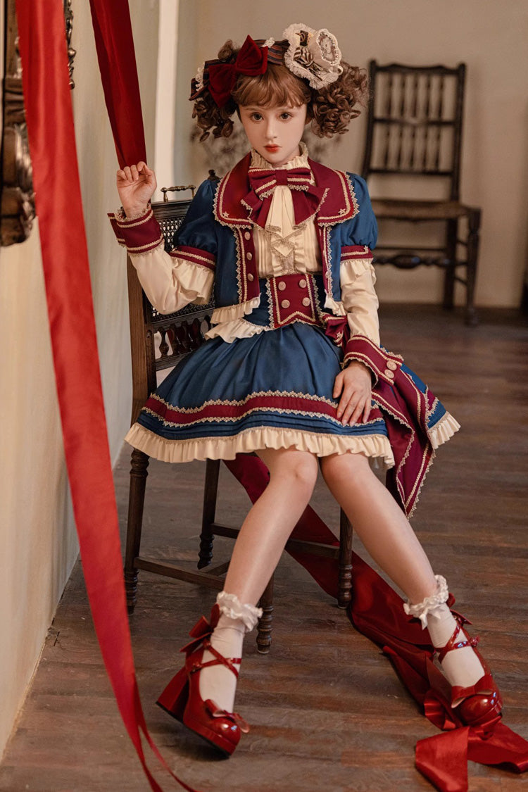 Gothic Outfit Set - Red/white/blue Star Idol Round, 3 Colors, Ruffled, Sweet Style - additional product view 4
