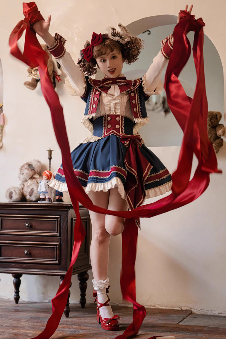 Gothic Outfit Set - Red/white/blue Star Idol Round, 3 Colors, Ruffled, Sweet Style - additional product view 7