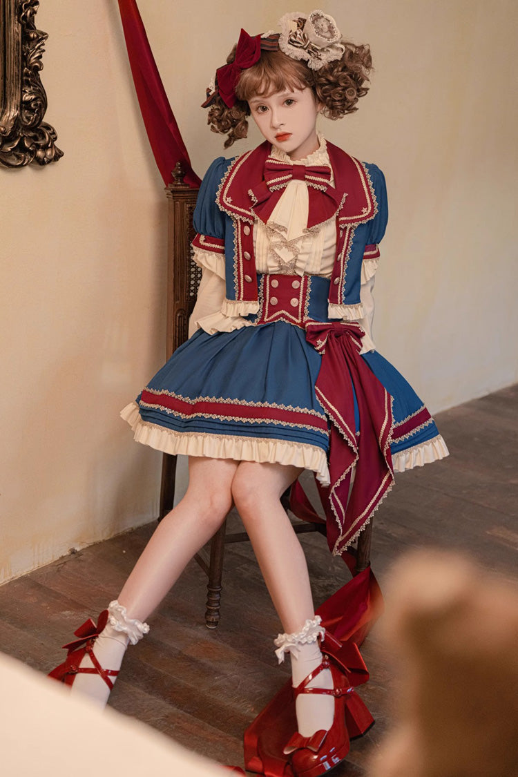 Gothic Outfit Set - Red/white/blue Star Idol Round, 3 Colors, Ruffled, Sweet Style - additional product view 8